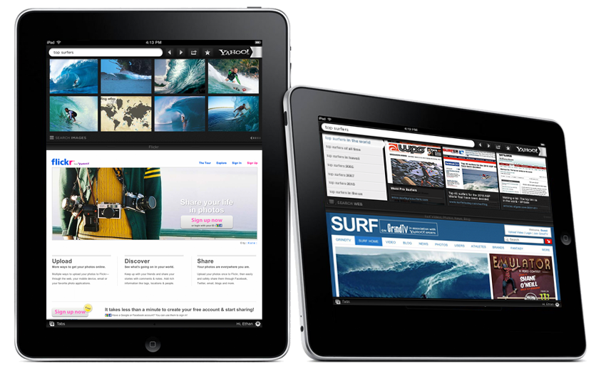 Tampilan Aplikasi Yahoo Axis di iPad