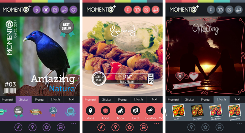 momento+ user interface
