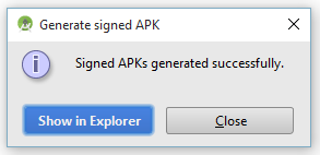 Generate Signed APK Success